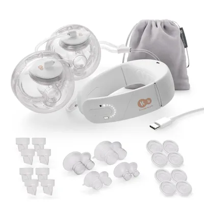 Image de Tire-lait électrique double Kinderkraft GENTLENEST, fonction Soft-Heat, mode double ou simple, batterie USB-C d'une autonomie de 180 minutes, 5 tailles de téterelles, couleur or