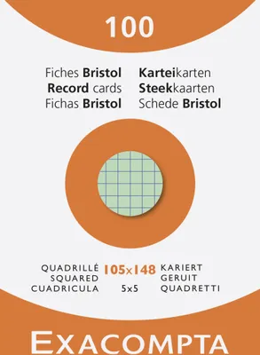 Image de Exacompta 10x Étui de 100 fiches bristol quadrillé 5x5 105x148mm assort. 13479E