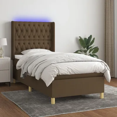 Produktbild von Cloris Designermöbel Boxspringbett mit Matratze & LED Dunkelbraun 100x200 cm Stoff 2024 Neu