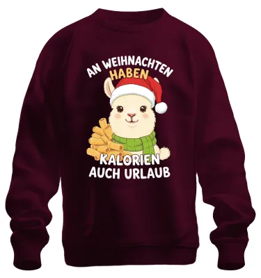 Produktbild von An Weihnachten haben Kalorien Urlaub Alpaka lustig Geschenk Sweatshirt Pullover, Burgundy, XL