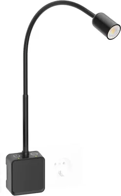 Immagine prodotto di Lampada da parete a LED - Lampada da lettura - Per la lettura - Braccio flessibile - 46,7 cm - Nero