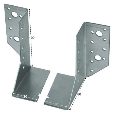 Produktbild von Set 2 Balkenschuh Links Gerade Sendzimir 30x100