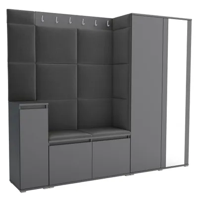 Produktbild von Garderobe LUTON 8 ANTHRACITE 15 - Farbe: anthrazit, moderne Garderobe 40x220x186 cm, funktionelle Lösung für den Flur, Garderobe, Möbel für den Flur,