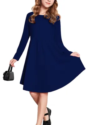 Image de Robe en coton à manches longues pour filles, avec motif floral