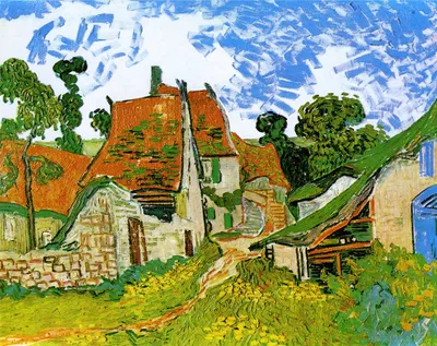 Produktbild von Legendarte - Kunstdruck auf Leinwand - Straße in Auvers Vincent Van Gogh - Wanddeko, Canvas cm. 80x100