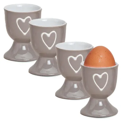 Produktbild von Einfarbige Steingut Eierbecher Landhaus-Stil 4-tlg. Set taupe