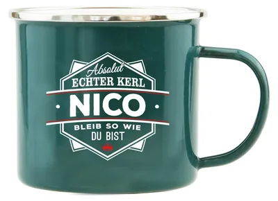 Produktbild von Echter Kerl Emaille Kaffeetasse Kaffeebecher Nico