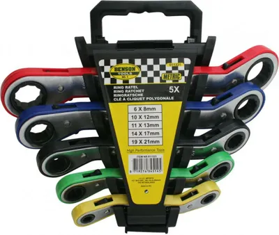 Produktbild von Doppel Ratschenschlüssel Satz 5tlg. 6-21mm Ringratsche Ringratschenschlüssel