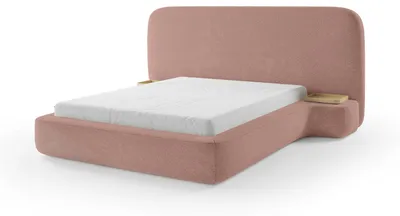Image de Lit tapissé avec espace de rangement, modèle Genz, rose beige, 140 x 200 cm