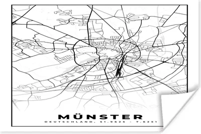 Produktbild von MuchoWow® Poster Münster - Stadtplan - Karte 120x80 cm - Bilder