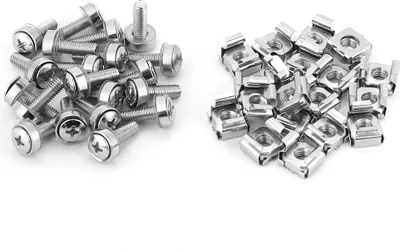 Image de 20pcs set Network Cabinet Rack Screws & Cage Nuts Assortment Kit (M5*20)