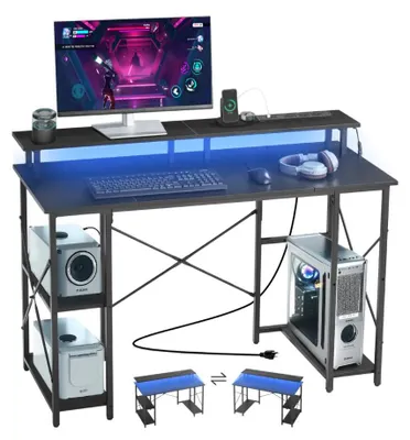 Image de Bureau informatique avec éclairage LED - 120 x 50 x 86,5 cm - Capacité de charge de 68 kg