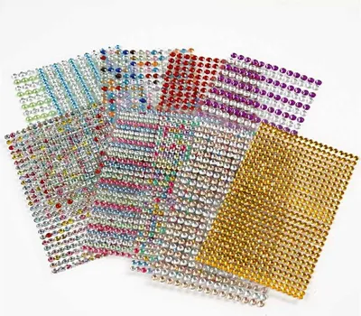 Obrázok produktu pre Nálepky s kamienkami, rôzne farby, D: 4-6 mm, 10 listov