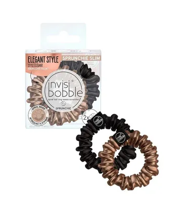 Obrázok produktu pre invisibobble Sprunchie Slim – True Golden, Stuha do vlasov, Čierna, Bronzová, Jednofarebné, Dospelí, 2 kusov