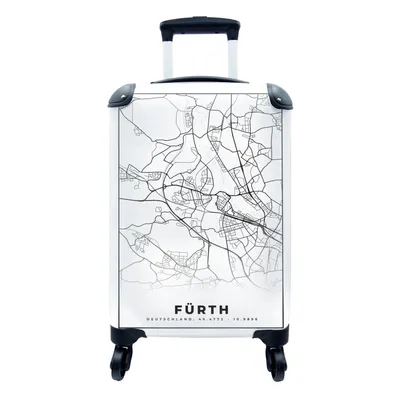 Produktbild von MuchoWow® Koffer Handgepäck Trolley Rollkoffer Kleine Reisekoffer mit 4 Rollen - Fürth - Karte - Stadtplan - Cabin Size < 55x40x23 cm & 55x40x20 cm - Fotokoffer - Kabinenkoffer - Boardgepäck - Reise-Box - Reisekoffer - Reisegepäck - Koffer mit Bild - Trolley für Kinder