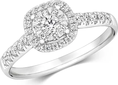 Produktbild von Wunderschöner 18 Karat (750) Weißgold Solitär Verlobung Damen - Diamant Ring Brillant-Schliff 0.46 Karat GH - SI1, 53 (16.9); TRS21244RSM
