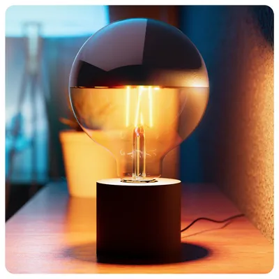 Produktbild von SSC-LUXon NAMBI Designer LED Tischleuchte mit Kabel & Schalter inkl. LED Glühbirne E27 Kopfspiegel warmweiß, Schreibtischlampe