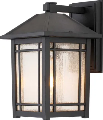 Immagine prodotto di Lampada da parete per esterni Alluminio Vetro H: 32,6 cm IP44 Nero E27 Rustico Lampada da parete per esterni