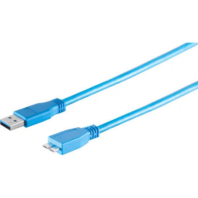 Produktbild von JAMEGA Micro-USB-3.0-Kabel, USB-A auf Micro-B, Blau, 1,8 m
