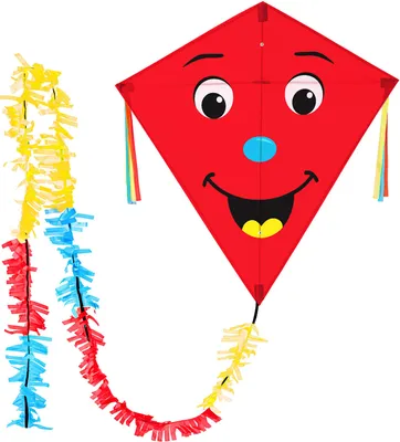 Produktbild von Wolkenstürmer Kinderdrachen Eddy Smile (rot), Einleinerdrachen mit Glasfasergestänge - flugfertig inkl. Schnur