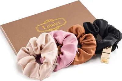 Image de lot de 4 élastiques à cheveux Lolalet Scrunchies avec poches cachées - élastiques à cheveux pour femmes