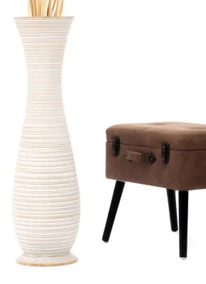 Produktbild von Leewadee Hohe Bodenvase 85 cm aus Mangoholz in weiß