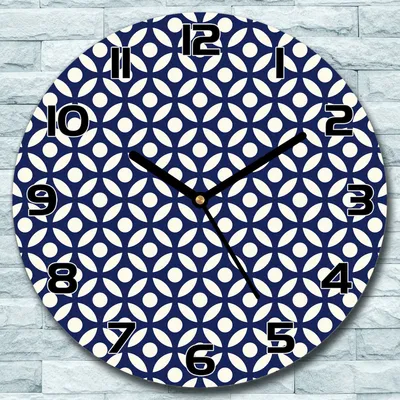 Produktbild von Wanduhr aus Glas Rund fi 30 Porzellan blau Quarz Deko Schlafzimmer Büro