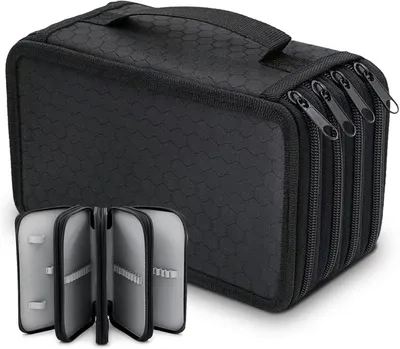 Immagine prodotto di Custodia per penne e matite, 72 scomparti, 4 tasche, realizzata in tessuto Oxford, ideale per la scuola e progetti creativi
