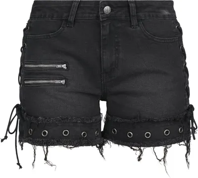 Produktbild von Rock Rebel by EMP Damen schwarze Shorts mit seitlichen Schnürungen 29