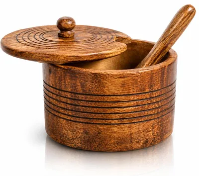 Rustikale Holz-Zuckerdose mit Deckel, 10,16 cm, handgefertigt