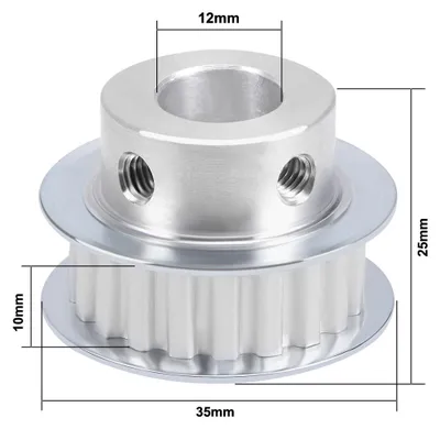 Produktbild von Aluminum XL Zahnriemenscheibe Flansch fš¹r 10mm Gš¹rtel 20 Z?hne 12mm Bohrung DE de