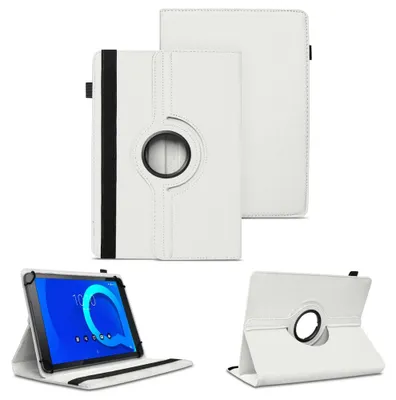 Produktbild von Tablet Tasche für Alcatel 3T 10 Hülle Schutzhülle Cover 360° Drehbar Schutz CaseFarben:Weiss