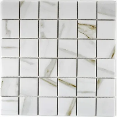 Produktbild von Mosaikfliese Calacatta weiß beige Keramik Feinsteinzeug Fliesenspiegel MOS14-0112