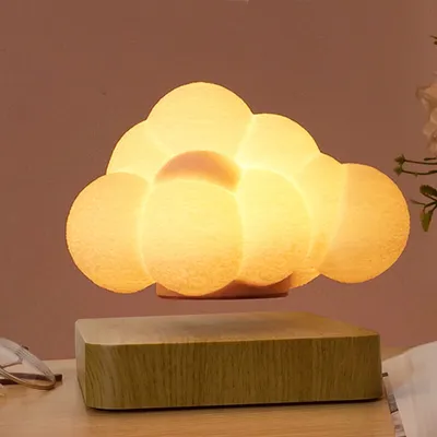 Produktbild von （Hellfarbig）Tischlampe Magnetschwebetechnik Wolkenlampe Nachttischlampe LED Atmosphäre Nachtlicht 3 Lichtfarben Dimmbar 360° freie Drehung für Schlafzimmer Studie dekorative Ornamente