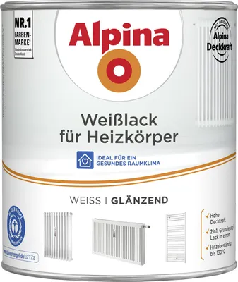 Produktbild von Alpina Heizkörperlack weiß 2 L weiß glänzend