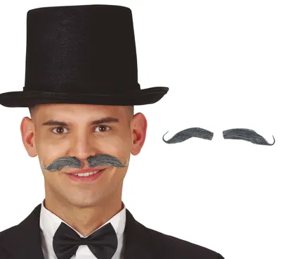 Immagine prodotto di cowboy baffi accessorio carnevale costume tradizionale accessorio grigio baffi barba stile  festa uomo accessorio nobile look nostalgico, colore: grigio