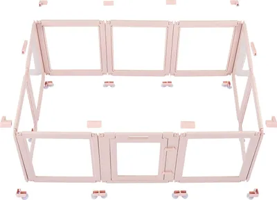 Immagine prodotto di SucceBuy box per cuccioli, 1540x1000x600 mm, box con finestre trasparenti e serratura, telaio rosa, box per cani, box per animali, box per cani di taglia media