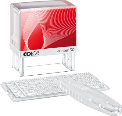 Produktbild von Colop Printer 30/1 Set, Selbstfärbestempel, Unterschriftsstempel, 18 x 47 mm, Rot, Weiß, Kunststoff, Schwarz