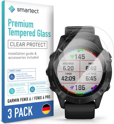 Produktbild von 3x Schutzglas Panzerfolie Klar für Garmin Fenix 6 / Fenix 6 Pro Displayschutz
