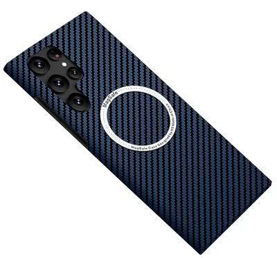 Immagine prodotto di Per Samsung Galaxy S25 Ultra 5G MagSafe Design Custodia ultra sottile con texture in carbonio Blu