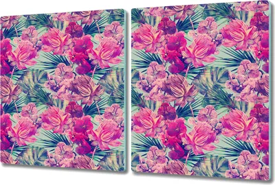 Produktbild von Glas-Herdabdeckplatte Glaskeramikkochfeld-Abdeckung Spritzschutz - 2x 40x52 cm - Pflanzen-Dschungel