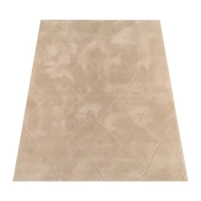 Produktbild von Teppich Wohnzimmer Schlafzimmer Kurzflor Boho Skandi Raute 3D Grau Anthrazit Grösse 160x220 cm