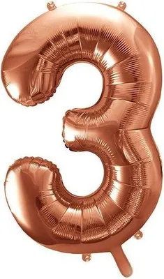 Produktbild von Folienballon Zahl "3", Roségold, 86cm, 1 Stk.