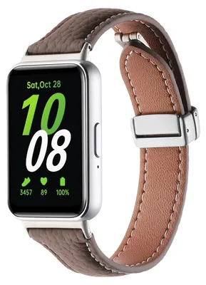 Immagine prodotto di Per Samsung Galaxy Fit 3 Cinturino in pelle Litchi Texture Fibbia magnetica Marrone scuro