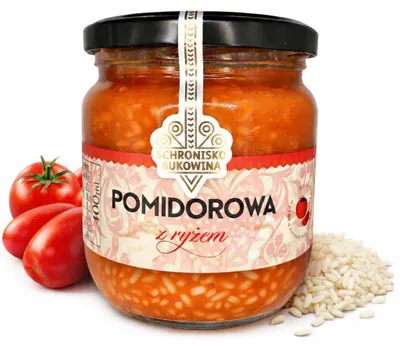 Zdjęcie produktu dla Zupa pomidorowa z ryżem 400 ml - Schronisko Bukowina