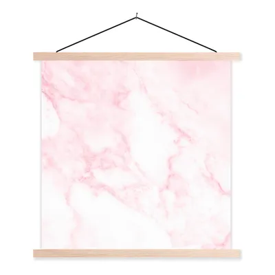 Produktbild von MuchoWow® Textilposter Marmor - Weiß - Rosa - Chic - Marmoroptik 120x120 cm mit holzfarbenen Rahmen - Textil-Poster