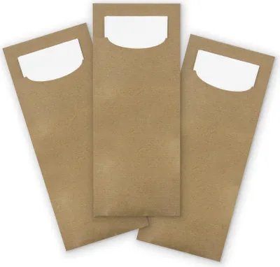 Produktbild von itenga 24x Bestecktasche aus Papier Kraftkarton Einweg mit Serviette