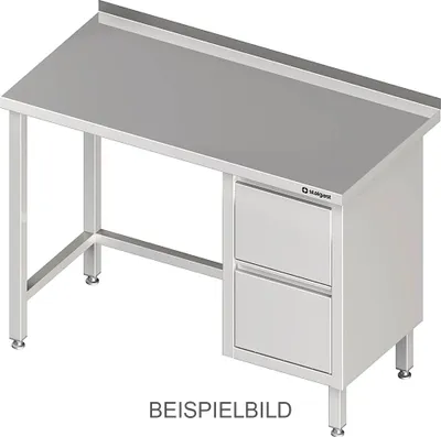Produktbild von Arbeitstisch ohne Grundboden, 2000x600x850 mm, mit 2er Schubladenblock rechts, ohne Aufkantung, verschweißt