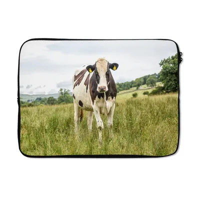 Produktbild von MuchoWow® Laptop Hülle 13 Zoll Kuh - Gras - Landschaft Laptoptasche - Laptophülle - Sleeve - Rundumschutz