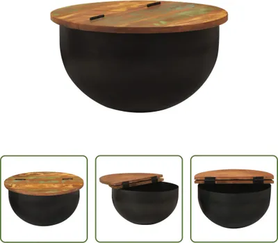 Produktbild von The Living Store Couchtisch Schwarz 50x27 cm Altholz Massiv